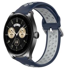 Per Huawei Watch Buds 22mm Cinturino in silicone sportivo traforato traspirante (blu notte + grigio)