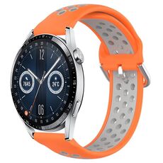 Per Huawei Watch GT3 46mm 22mm Cinturino in silicone sportivo traforato traspirante (arancione + grigio)