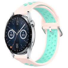 Per Huawei Watch GT3 46mm 22mm Cinturino in silicone sportivo traspirante traforato (rosa + anatra d'acqua)