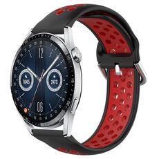 Per Huawei Watch GT3 46mm 22mm Cinturino sportivo in silicone traspirante traforato (nero + rosso)