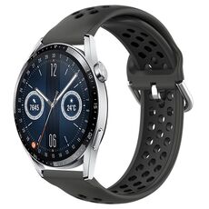 Per Huawei Watch GT3 46mm 22mm Cinturino in silicone sportivo traforato traspirante (nero)
