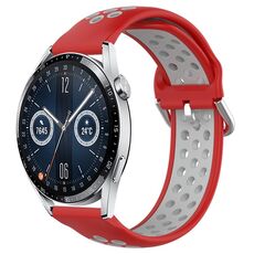 Per Huawei Watch GT3 46mm 22mm Cinturino in silicone sportivo traforato traspirante (rosso + grigio)