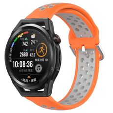 Per Huawei Watch GT Runner 22mm Cinturino in silicone sportivo traforato traspirante (arancione + grigio)