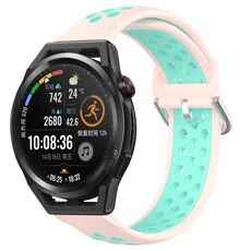 Per Huawei Watch GT Runner 22mm Cinturino in silicone sportivo traforato traspirante (rosa + anatra d'acqua)