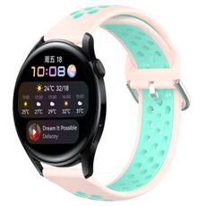 Per Huawei Watch 3 Cinturino in silicone sportivo traforato da 22 mm traforato (rosa + anatra d'acqua)