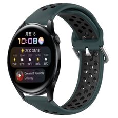 Per Huawei Watch 3 Cinturino in silicone sportivo traforato da 22 mm traforato (verde oliva + nero)