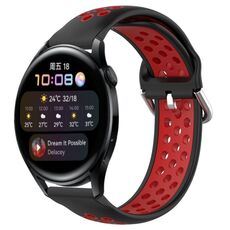 Per Huawei Watch 3 Cinturino in silicone sportivo traforato da 22 mm traforato (nero + rosso)