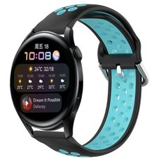 Per Huawei Watch 3 22mm Cinturino sportivo in silicone traspirante traforato (nero + blu)