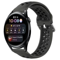 Per Huawei Watch 3 22mm Cinturino in silicone sportivo traforato traspirante (nero)