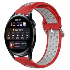Per Huawei Watch 3 22mm Cinturino sportivo in silicone traspirante traforato (rosso + grigio)