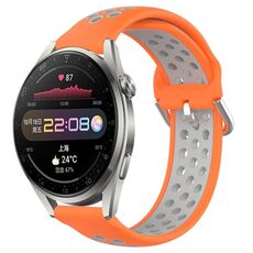 Per Huawei Watch 3 Pro 22mm Cinturino in silicone sportivo traforato traspirante (arancione + grigio)