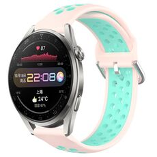 Per Huawei Watch 3 Pro 22mm Cinturino in silicone sportivo traspirante traforato (rosa + anatra d'acqua)