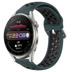 Per Huawei Watch 3 Pro 22mm Cinturino in silicone sportivo traspirante traforato (verde oliva + nero)