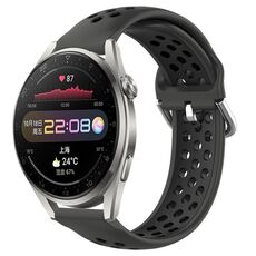 Per Huawei Watch 3 Pro 22mm Cinturino in silicone sportivo traforato traspirante (nero)
