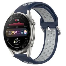 Per Huawei Watch 3 Pro 22mm Cinturino sportivo in silicone traspirante traforato (blu notte + grigio)