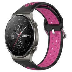 Per Huawei GT2 Pro 22mm Cinturino in silicone sportivo traspirante traforato (nero + rosa rossa)
