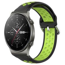 Per Huawei GT2 Pro 22mm Cinturino sportivo in silicone traspirante traforato (nero + lime)