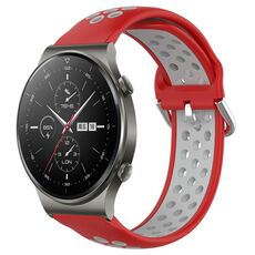 Per Huawei GT2 Pro 22mm Cinturino sportivo in silicone traspirante traforato (rosso + grigio)