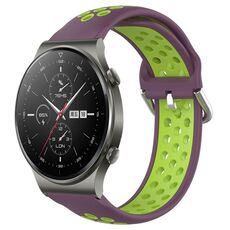 Per Huawei GT2 Pro 22mm Cinturino in silicone sportivo traspirante traforato (viola + lime)