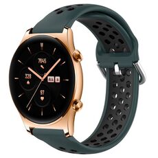 For Honor Watch GS 3 22mm Cinturino in silicone sportivo traforato traspirante (verde oliva + nero)