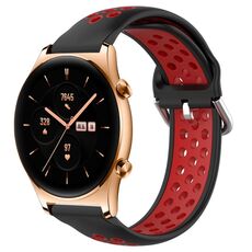 For Honor Watch GS 3 22mm Cinturino in silicone sportivo traforato traspirante (nero + rosso)