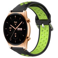 For Honor Watch GS 3 22mm Cinturino in silicone sportivo traforato traspirante (nero + lime)