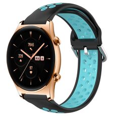 For Honor Watch GS 3 22mm Cinturino in silicone sportivo traforato traspirante (nero + blu)