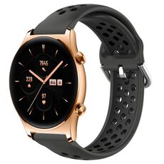 For Honor Watch GS 3 22mm Cinturino in silicone sportivo traforato traspirante (nero)