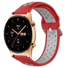For Honor Watch GS 3 22mm Cinturino in silicone sportivo traforato traspirante (rosso + grigio)