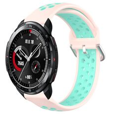 For Honor Watch GS Pro 22mm Cinturino in silicone sportivo traforato traspirante (rosa + anatra d'acqua)