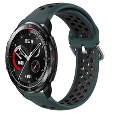For Honor Watch GS Pro 22mm Cinturino in silicone sportivo traforato e traspirante (verde oliva + nero)