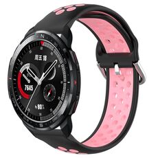 For Honor Watch GS Pro 22mm Cinturino in silicone sportivo traforato traspirante (nero + rosa)