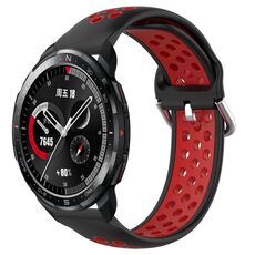 For Honor Watch GS Pro 22mm Cinturino in silicone sportivo traforato traspirante (nero + rosso)
