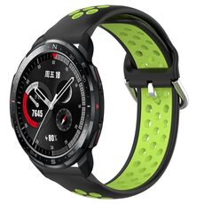 For Honor Watch GS Pro 22mm Cinturino in silicone sportivo traforato e traspirante (nero + lime)