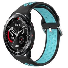 For Honor Watch GS Pro 22mm Cinturino in silicone sportivo traforato traspirante (nero + blu)