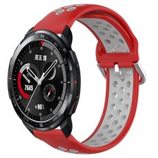 For Honor Watch GS Pro 22mm Cinturino in silicone sportivo traforato traspirante (rosso + grigio)