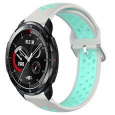 For Honor Watch GS Pro 22mm Cinturino in silicone sportivo traforato traspirante (grigio + anatra d'acqua)