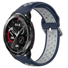 For Honor Watch GS Pro 22mm Cinturino in silicone sportivo traforato e traspirante (blu notte + grigio)