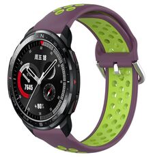 For Honor Watch GS Pro 22mm Cinturino in silicone sportivo traforato e traspirante (viola + lime)