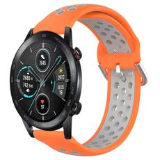 Per Honor Magic Watch 2 46mm 22mm Cinturino in silicone sportivo traforato traspirante (arancione + grigio)