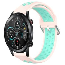 Per Honor Magic Watch 2 46mm 22mm Cinturino sportivo in silicone traspirante traforato (rosa + anatra d'acqua)