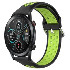 Per Honor Magic Watch 2 46mm 22mm Cinturino in silicone sportivo traforato traspirante (nero + lime)