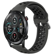 Per Honor Magic Watch 2 46mm 22mm Cinturino in silicone sportivo traforato traspirante (nero)