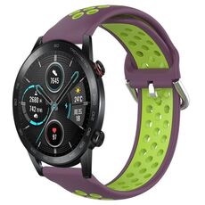Per Honor Magic Watch 2 46mm 22mm Cinturino in silicone sportivo traforato traspirante (viola + lime)