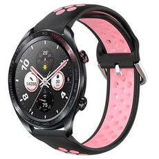 For Honor Watch Dream 22mm Cinturino in silicone sportivo traforato e traspirante (nero + rosa)