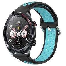 For Honor Watch Dream 22mm Cinturino in silicone sportivo traforato e traspirante (nero + blu)