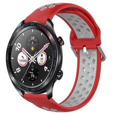 For Honor Watch Dream 22mm Cinturino in silicone sportivo traforato e traspirante (rosso + grigio)
