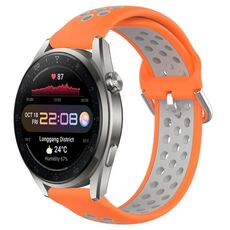 Per Huawei Watch 3 Pro Nuovo cinturino sportivo in silicone traspirante traforato da 22 mm (arancione + grigio)