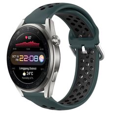 Per Huawei Watch 3 Pro Nuovo cinturino sportivo in silicone traspirante traforato da 22 mm (verde oliva + nero)
