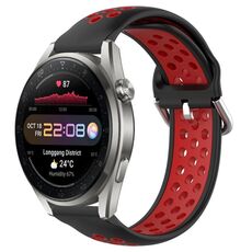 Per Huawei Watch 3 Pro Nuovo cinturino sportivo in silicone traspirante traforato da 22 mm (nero + rosso)